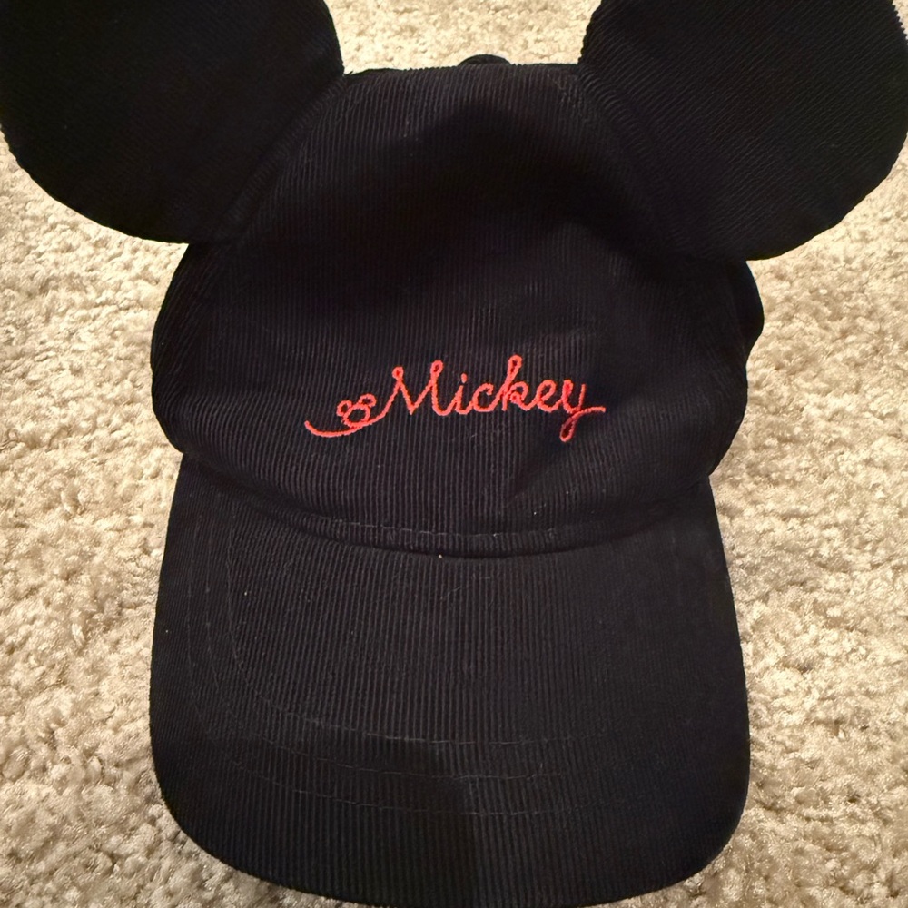 Black Mickey Mouse Cap with Red Embroidery